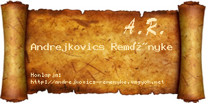 Andrejkovics Reményke névjegykártya